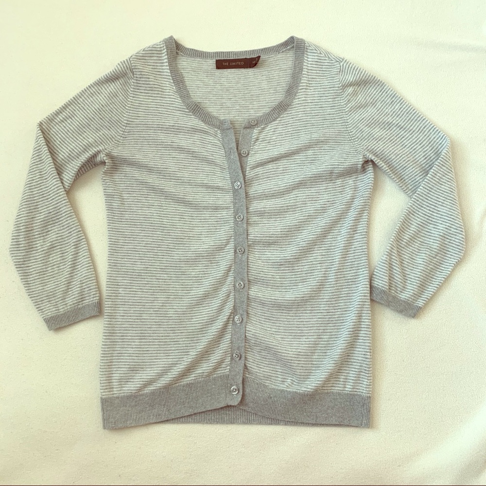 Grey & white striped Cardigan XS The Limited